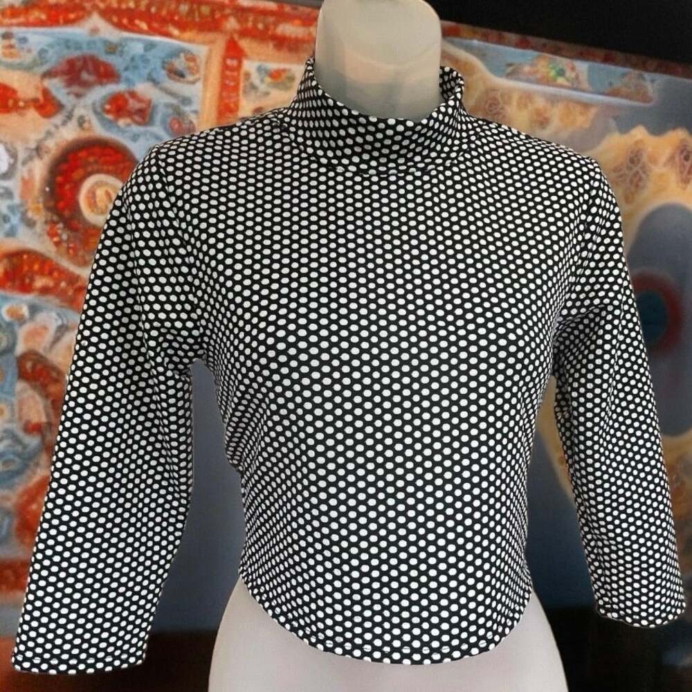 Teen Vogue Cropped Polka Dot Mock Neck Top Whimsigoth Indie Mod Coquette Size L
